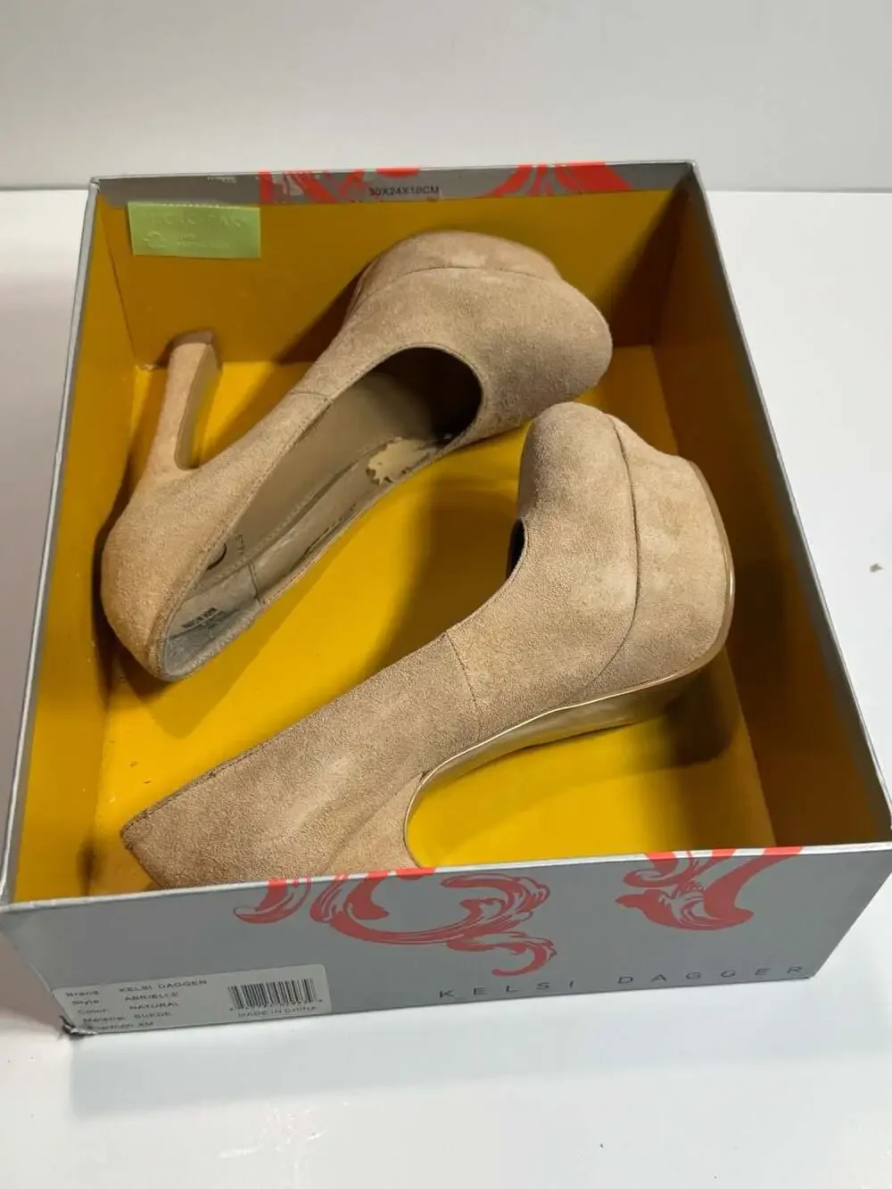 Kelsi Dagger Abrielle Natural Suede Platform High Heels Size 6M